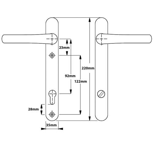 Mila Pro Secure TS007 2* Lever Lever UPVC Multipoint Door Handles - 92mm PZ Sprung 122mm Screw Centres - Image 2