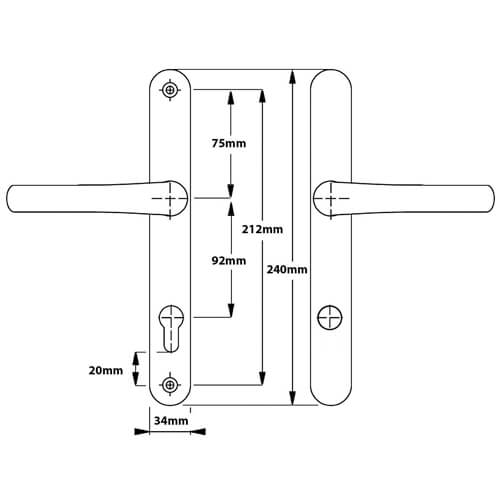Mila Pro Secure TS007 2* Lever Lever UPVC Multipoint Door Handles - 92mm PZ Sprung 212mm Screw Centres - Image 2