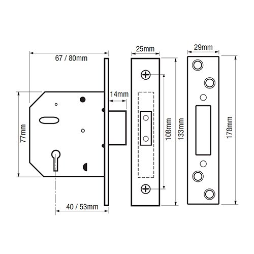 (Ex Chubb) Union 3G115 Non British Standard 5 Lever Mortice Deadlock - Image 2
