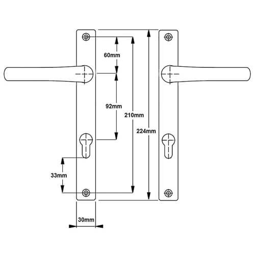 Wilka Lever Lever UPVC Multipoint Door Handles - 92mm PZ Unsprung 212mm Screw Centres - Image 2
