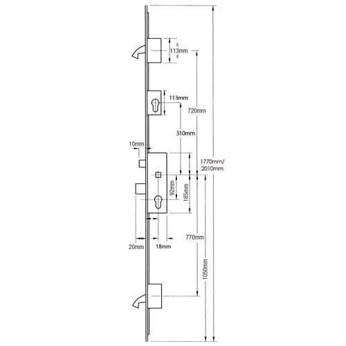 Winkhaus Cobra Latch Deadbolt 2 Hooks Multipoint Door Lock - with Entryguard Lockout Facility - Image 2