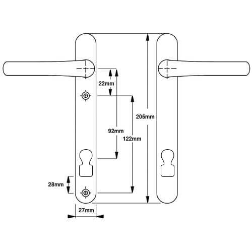 ERA Invincible Surefire Lever Lever UPVC Multipoint Door Handles - 92mm PZ 122mm Screw Centres - Image 2
