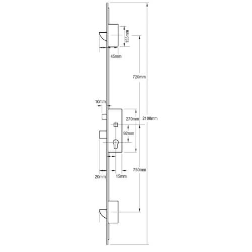 Wilka Latch Deadbolt 2 Wedgebolts Lift Lever Multipoint Door Lock - Image 2