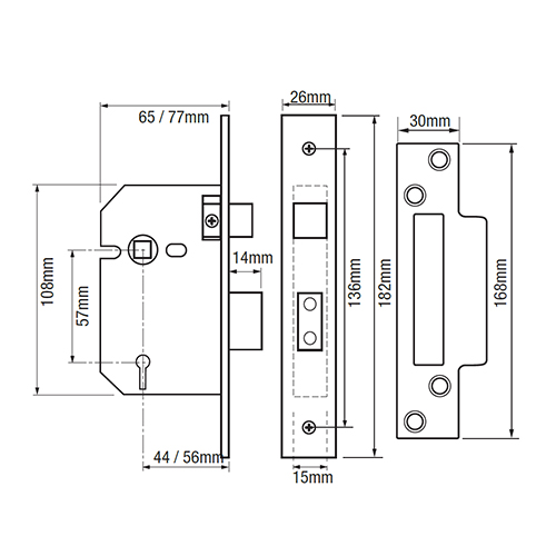 ERA 217 Viscount Rebated Non British Standard 5 Lever Mortice Sashlock - Image 2