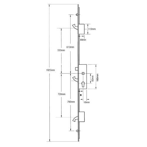 Winkhaus Scorpion Latch 3 Hooks 2 Rollers Split Spindle Multipoint Door Lock - Option 1 - Image 2