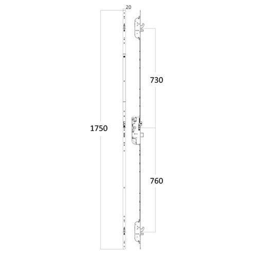 Maco C-TS Latch & Deadbolt 2 Hooks 2 Anti Lift Bolts Split Spindle Multipoint Door Lock - Image 2