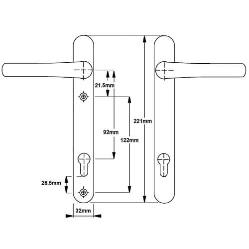 ERA Classic Lever Lever UPVC Multipoint Door Handles - 92mm PZ Sprung 122mm Screw Centres - Image 4