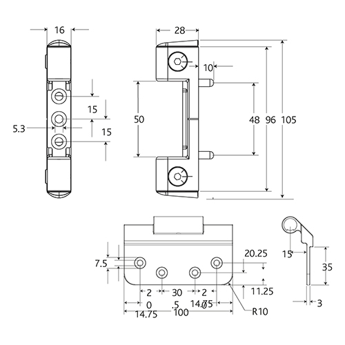 Fab and Fix Haven Intelligent Strength Hinges for Composite or Timber (3R10 version -3mm thick sash with 10mm radius corners) - Image 2