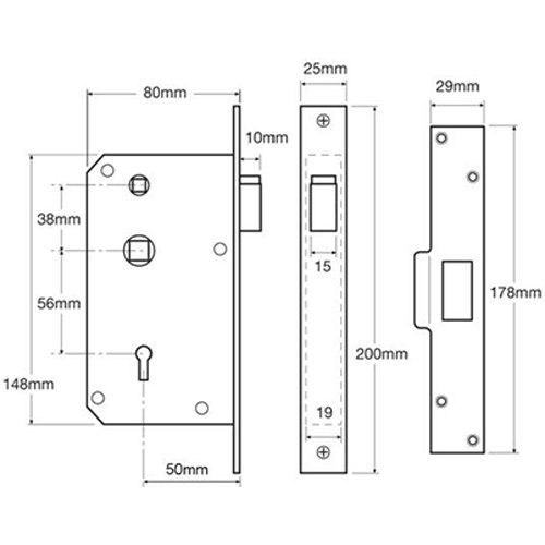 (Ex Chubb) Union 3R35 Non British Standard 5 Lever Deadlocking Mortice NightLatch - Image 2