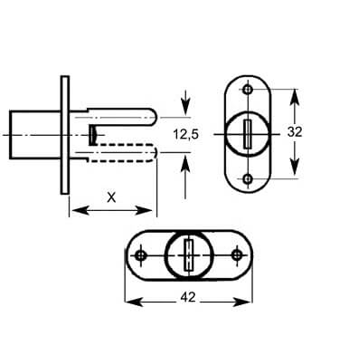 Lowe & Fletcher 5841 Horizontal Pedestal Furniture Lock 45mm Pin - Image 2
