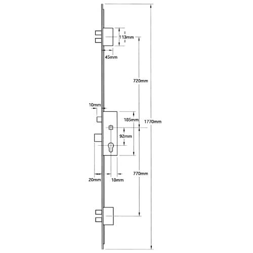Winkhaus Thunderbolt Latch 5 Deadbolts Flat 16mm or 20mm Faceplate Lift Lever Multipoint Door Lock - Image 2
