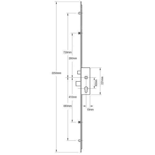 ERA Latch Deadbolt 2 Rollers 2 Mushrooms Split Spindle Multipoint Door Lock - Option 1 - Image 2