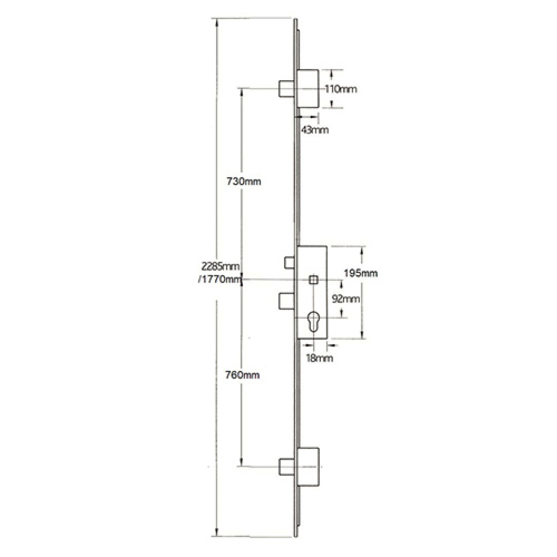 GU Secury A2 Latch 3 Deadbolts Auto Locking Multipoint Door Lock (top deadbolt to spindle = 730mm) - Image 2