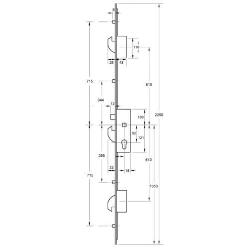 ERA Latch 3 Hooks 4 Rollers Split Spindle Multipoint Door Lock - Image 2