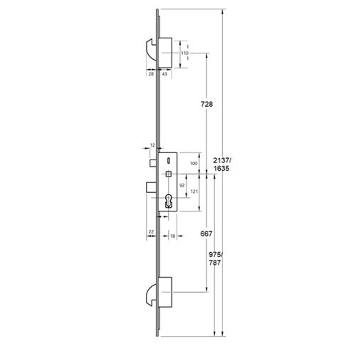 ERA Invincible Latch Deadbolt 2 Hooks Split Spindle Multipoint Door Lock - Option 1 (top hook to spindle = 728mm) - Image 2