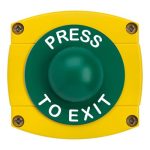 CQR AEB41 IP66 Yellow/Green Surface Box With Momentary Green Dome - Legend "Press To Exit" (LEAD TIME: 2-3 DAYS)