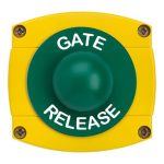 CQR AEB42 IP66 Yellow/Green Surface Box With Momentary Green Dome - Legend "Gate Release" (LEAD TIME: 2-3 DAYS)