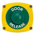 CQR AEB43 IP66 Yellow/Green Surface Box With Momentary Green Dome - Legend "Door Release" (LEAD TIME: 2-3 DAYS)