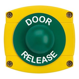 CQR AEB43 IP66 Yellow/Green Surface Box With Momentary Green Dome - Legend "Door Release" (LEAD TIME: 2-3 DAYS)