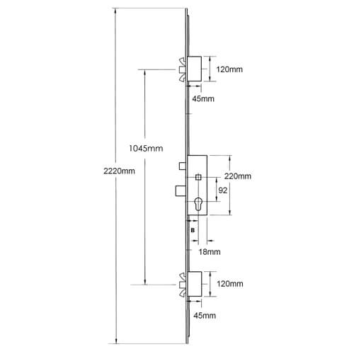 AGB Latch Deadbolt 2 Poseidon Bolts Lift Lever Multipoint Door Lock - Option 2 - Image 2