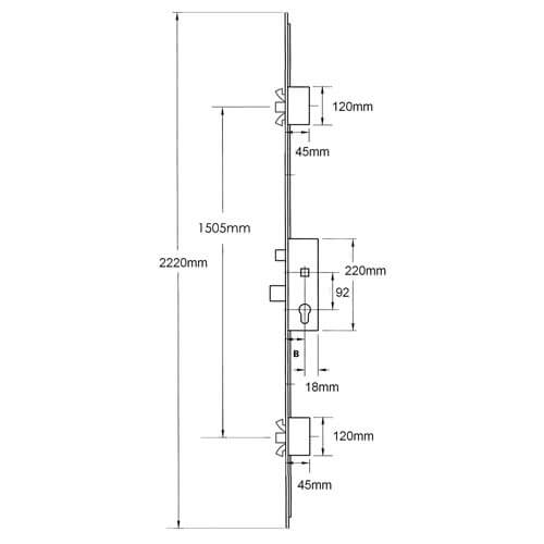 AGB Latch Deadbolt 2 Poseidon Bolts Lift Lever Multipoint Door Lock - Option 3 - Image 2