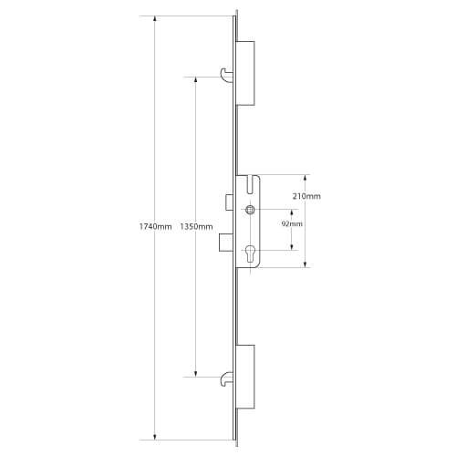 KFV Latch and 2 Hooks Multipoint Door Lock - Image 2