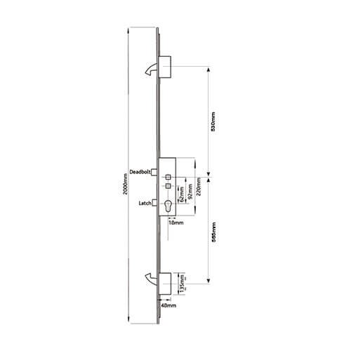 Avantis Latch Deadbolt 2 Hooks Double Spindle Multipoint Door Lock - Shootbolt Compatible - Image 2