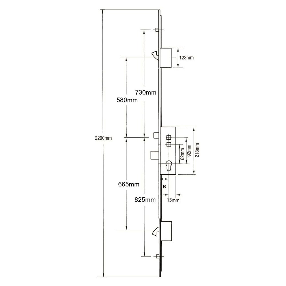 Avocet Latch Deadbolt 2 Hooks 2 Rollers Double Spindle Multipoint Door Lock - Option 2 - Shootbolt Compatible - Image 2