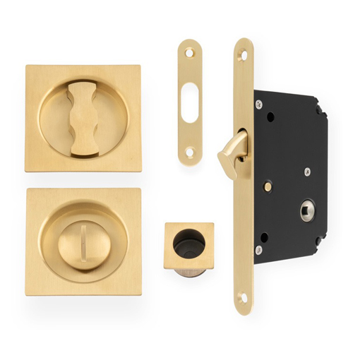 Alexander & Wilks AW111RSBPVD Sliding Door Lock Set Square Roses Radius Forend & Strike (LEAD TIME: 2-3 DAYS)