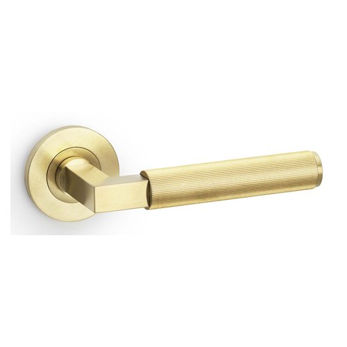 Alexander & Wilks AW202SBPVD Hurricane Reeded Lever On Round Rose - Satin Brass PVD (LEAD TIME: 2-3 DAYS)