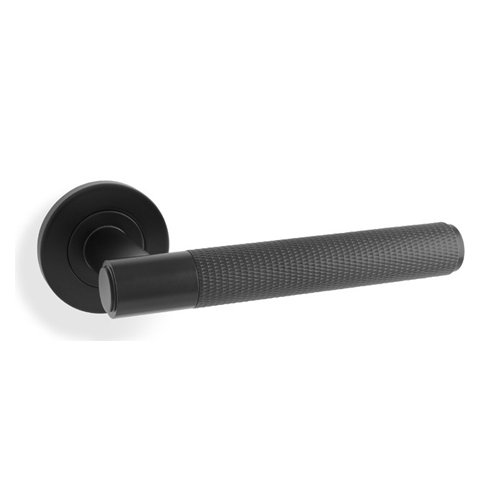 Alexander & Wilks AW220BL Spitfire Knurled Lever On Round Rose - Black (LEAD TIME: 2-3 DAYS)