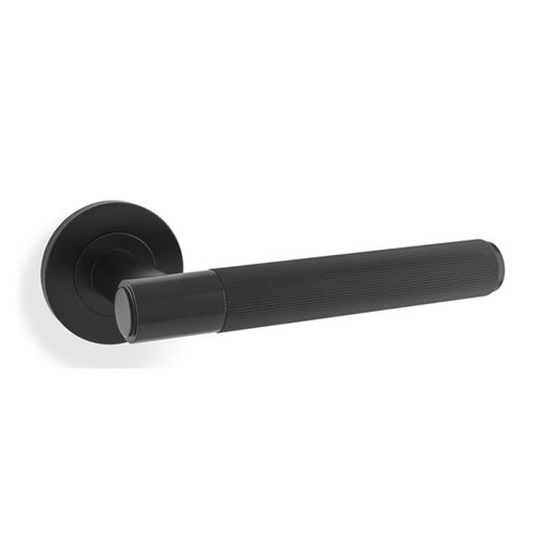 Alexander & Wilks AW222BL Spitfire Reeded Lever On Round Rose Black (LEAD TIME: 2-3 DAYS)