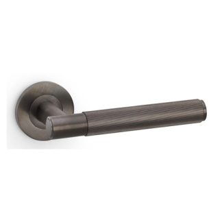 Alexander & Wilks AW222DBZPVD Spitfire Reeded Lever On Round Rose - Dark Bronze PVD (LEAD TIME: 2-3 DAYS)