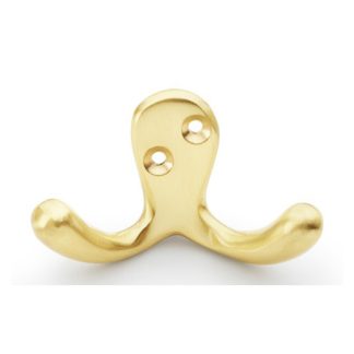 Alexander & Wilks AW773SB Victorian Double Robe Hook - Satin Brass (LEAD TIME: 2-3 DAYS)