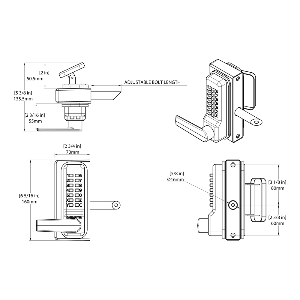 Gatemaster BQDGRR Superlock 2.0 Code RapidReset Quick-Exit Keypad Lock for Metal Gates (LEAD TIME: 2-3 DAYS) - Image 2