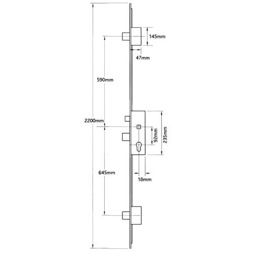 Securistyle Latch 3 Deadbolts Split Spindle Multipoint Door Lock - Image 2