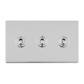 Eurolite ECPCT3SW 3 GANG 10AMP 2WAY TOGGLE SWITCH POLISHED CHROME PLATE (LEAD TIME: 2-3 DAYS)
