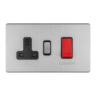 Eurolite ECSS45ASWASB 45Amp DP Cooker Switch with 13Amp Socket (LEAD TIME: 2-3 DAYS)
