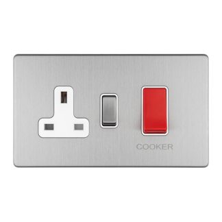 Eurolite ECSS45ASWASW 45Amp DP Cooker Switch with 13Amp Socket (LEAD TIME: 2-3 DAYS)