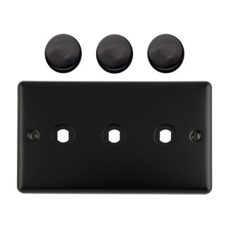 Eurolite EN3DIMMBB Dimmer Switch Plate-Matt Black-3-Gang (LEAD TIME: 2-3 DAYS)