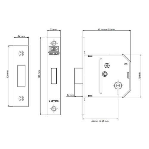 Union Essential 3 Lever Mortice Deadlock - Image 2