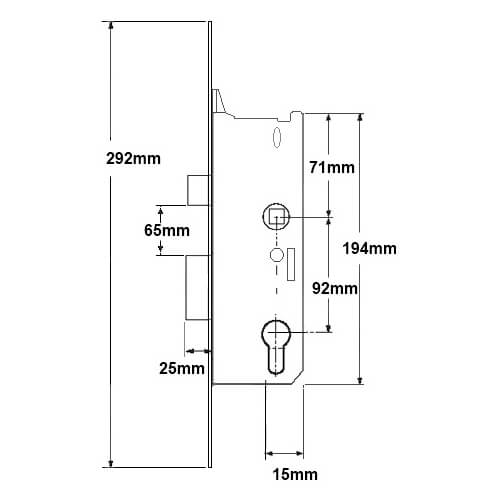 Fuhr Overnight Lock - Lever Down 24mm Faceplate - Image 2