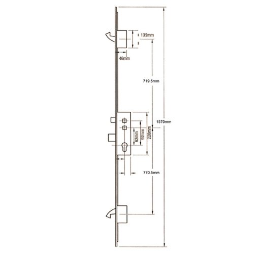 Fullex Crimebeater Latch Deadbolt 2 Hooks 20mm Radius Faceplate Split Spindle Multipoint Door Lock - Image 2