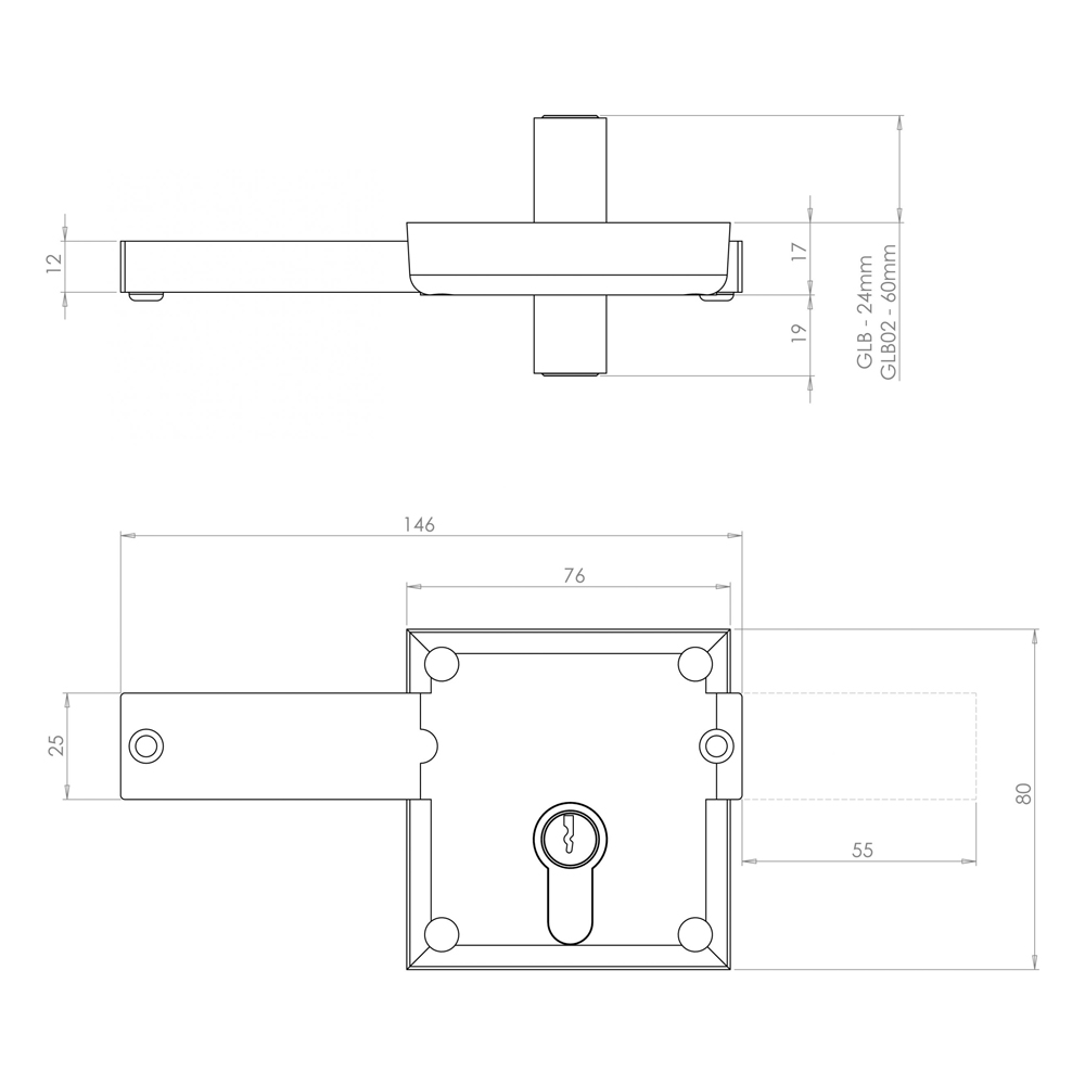 Gatemaster GLB Gate Locking Bolt Double Sided Keyed Access for Wooden Gates (LEAD TIME: 2-3 DAYS) - Image 2