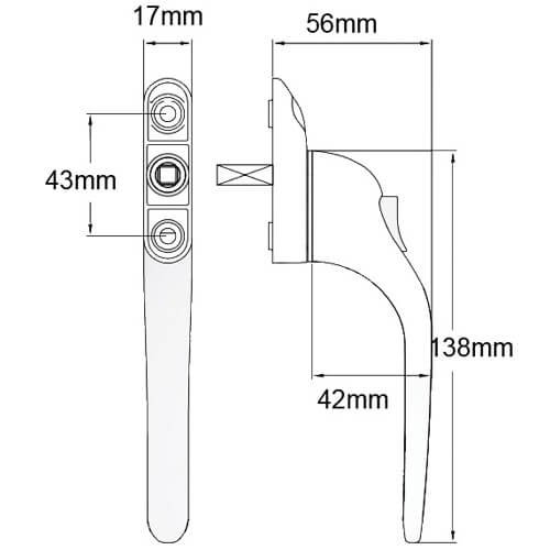 TSS Inline Locking Espag UPVC Window Handles - Image 2