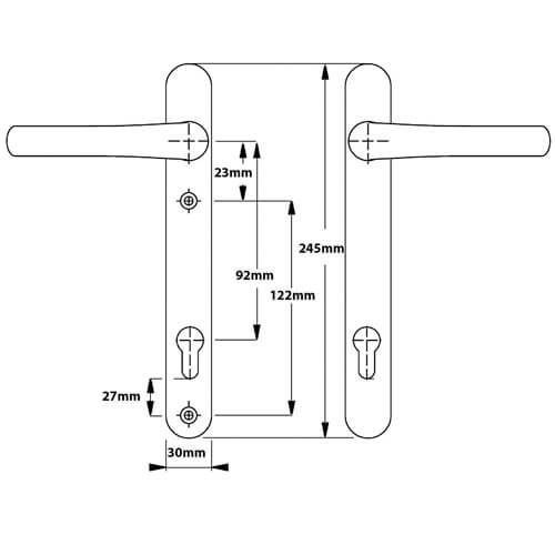 Hoppe Birmingham Lever Lever UPVC Multipoint Door Handles - 92mm PZ Sprung 122mm Screw Centres - Image 6