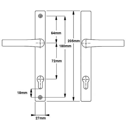 Hoppe London Lever Lever UPVC Multipoint Door Handles - 72mm PZ Unsprung 180mm Screw Centres - Image 4