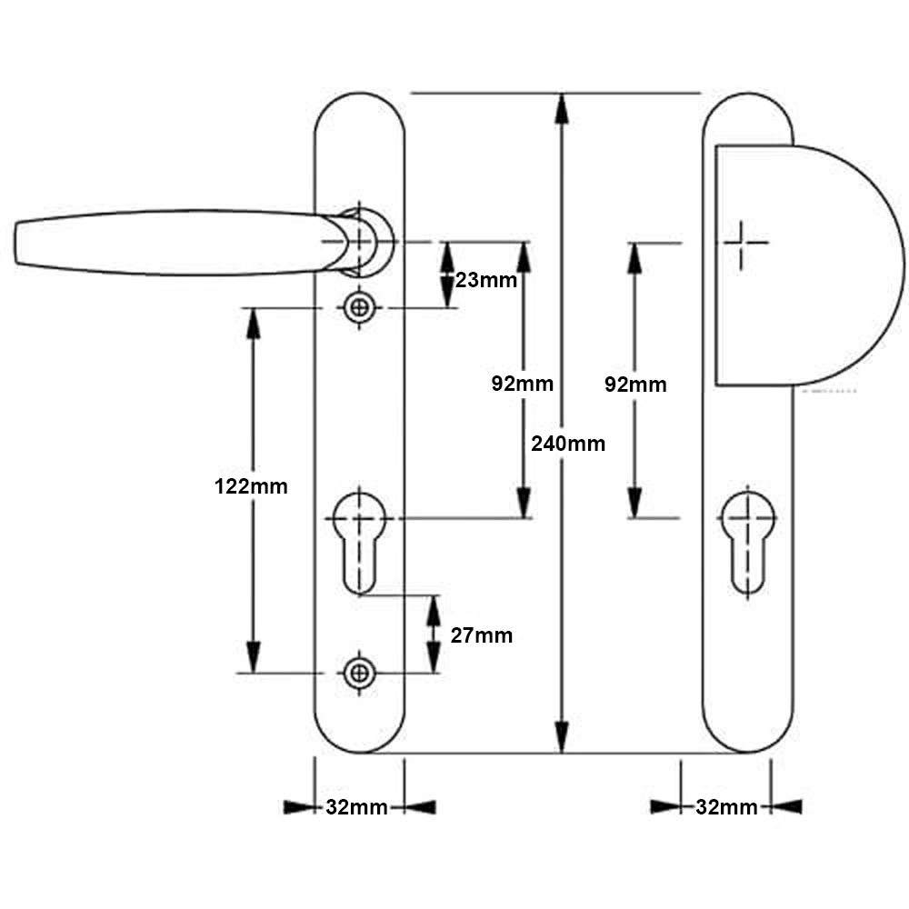 Hoppe Atlanta Lever Fixed Pad UPVC Multipoint Door Handles - 92mm PZ Sprung 122mm Screw Centres - Image 3