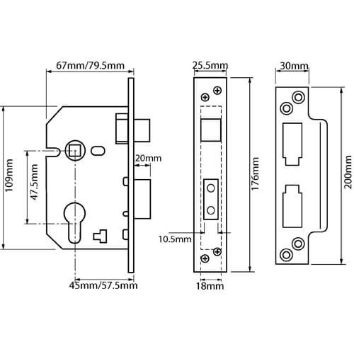 Union L2244 Euro Mortice Sashlock - Image 2