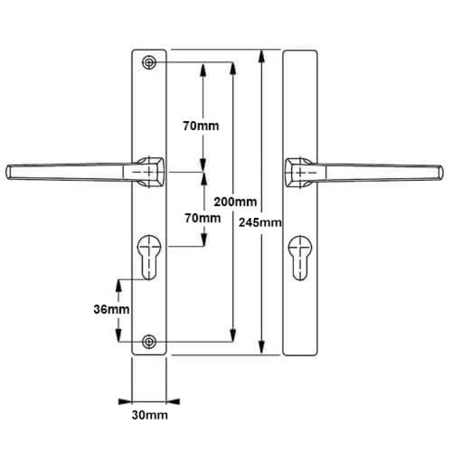 Hoppe Frankfurt Lever Lever UPVC Multipoint Door Handles - 70mm PZ Unsprung 200mm Screw Centres - Image 2